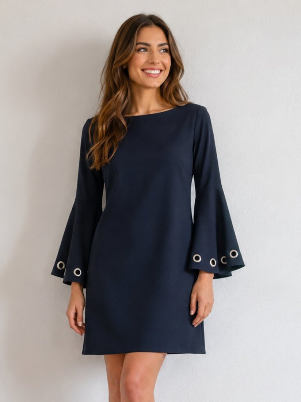 Chiara Boni La Petite Robe Womens Grommet Off The Shoulder Dress Black Small